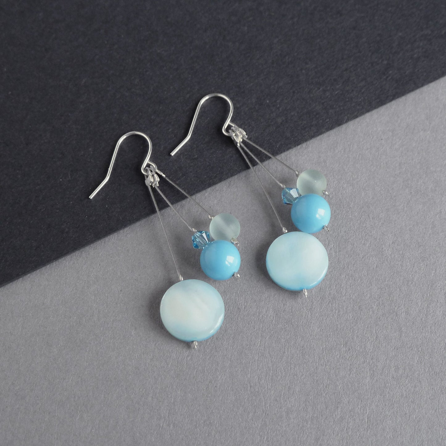 Baby blue dangle earrings
