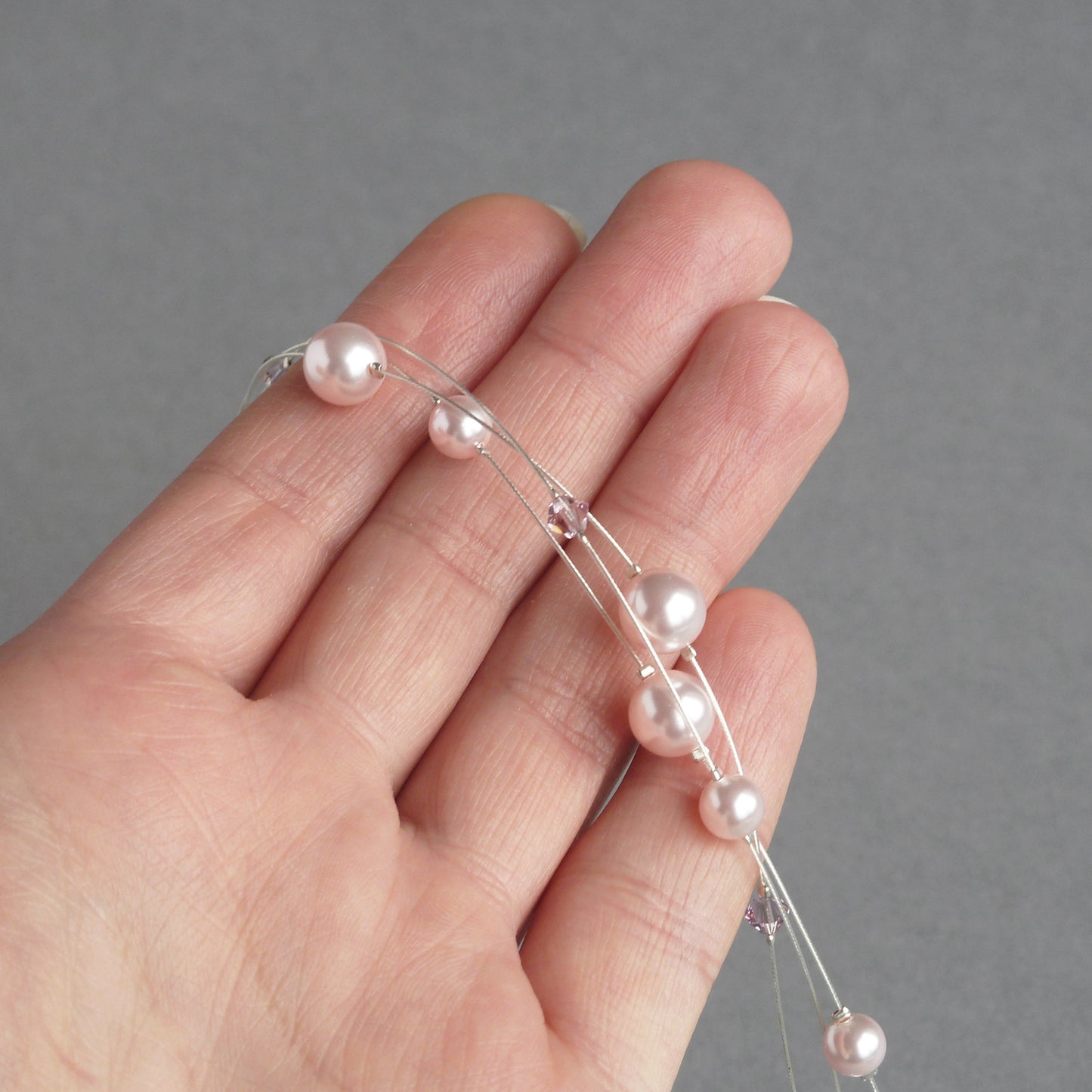 Blush pink pearl wedding necklaces