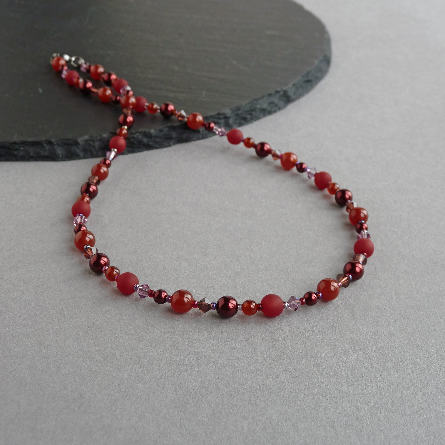 Burgundy single strand necklace