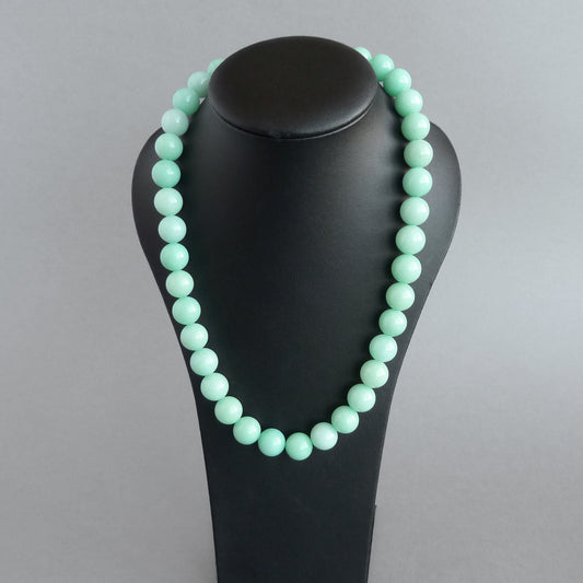 Chunky Mint Green Beaded Necklace - Aqua, Single Strand, Stone Jewellery