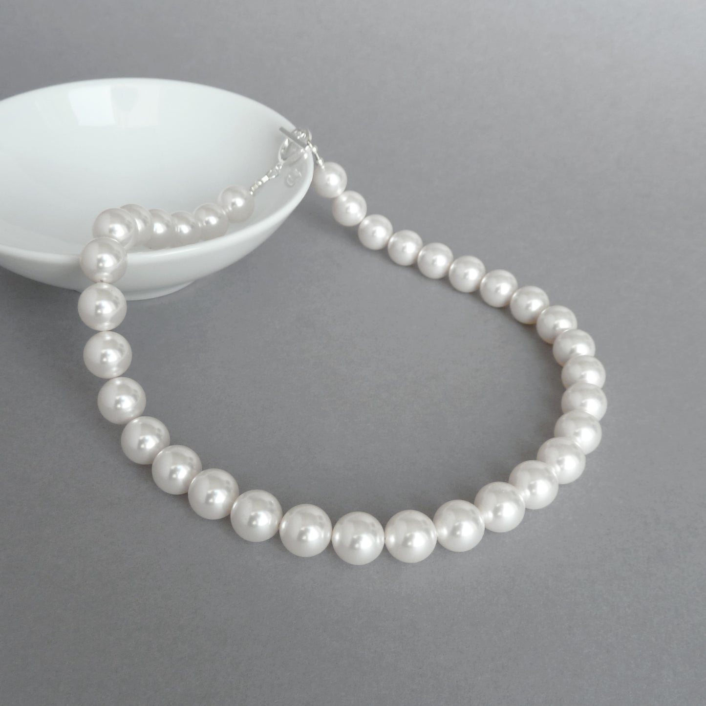 Chunky white pearl necklaces