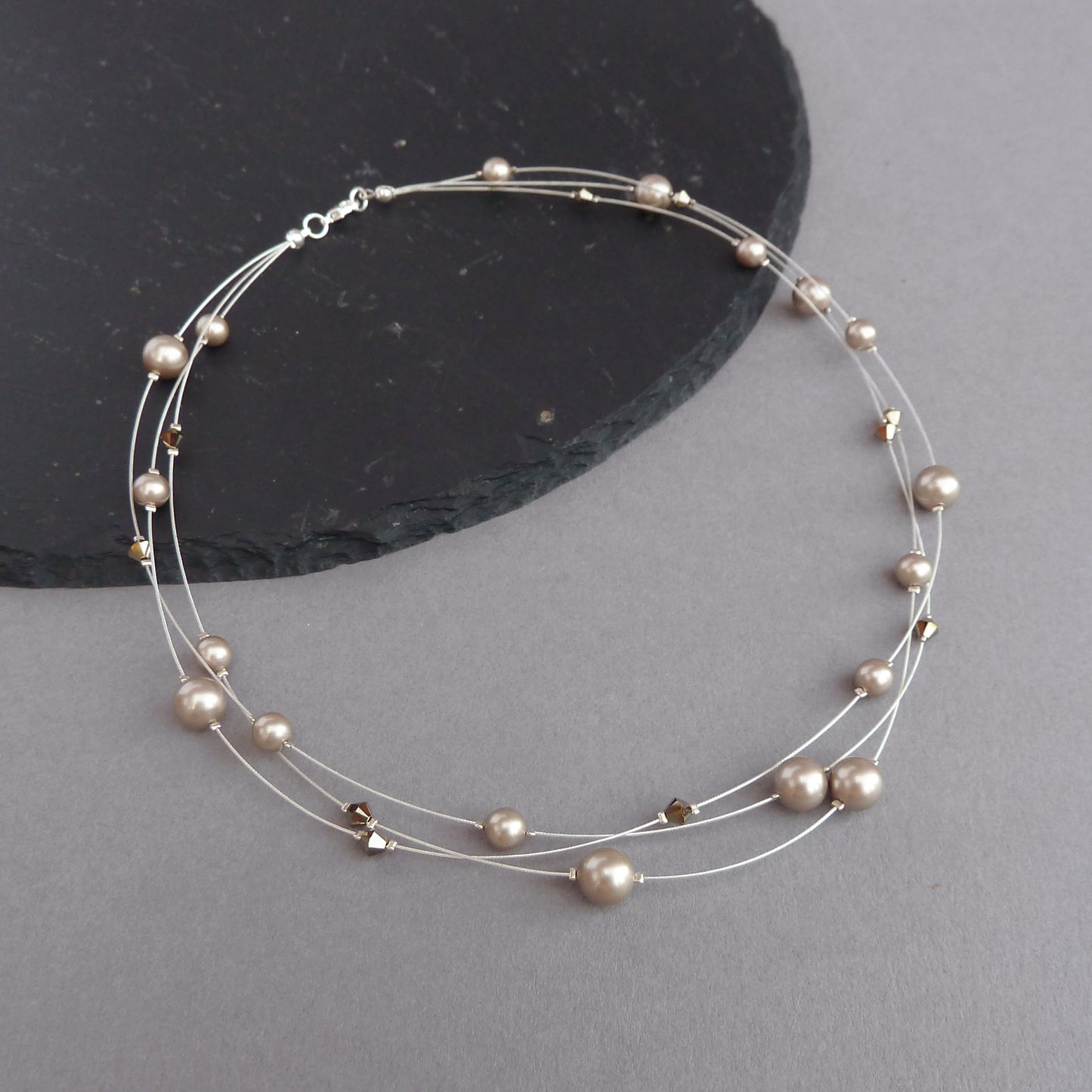 Dainty coffee pearl necklace for weddings