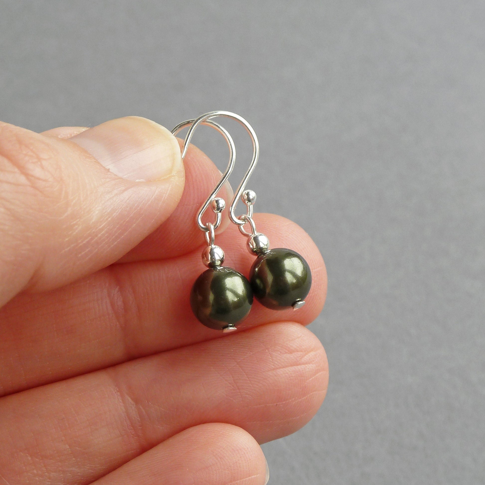 Dark olive green bridesmaids earrings