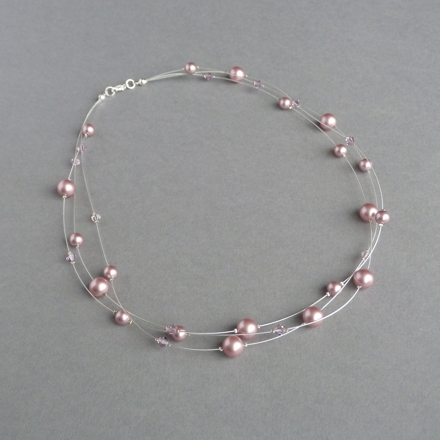 Dusty pink pearl multi-strand necklace