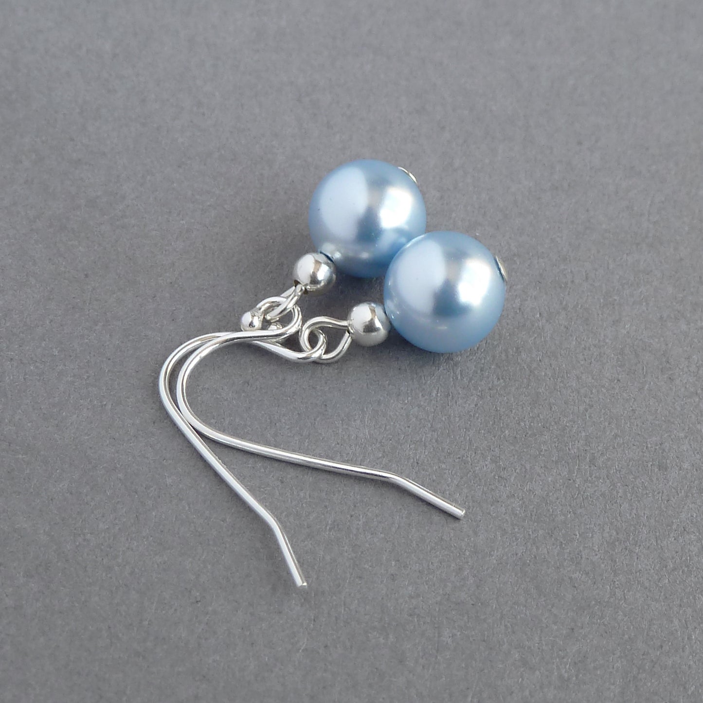 Everyday light blue pearl drop earrings