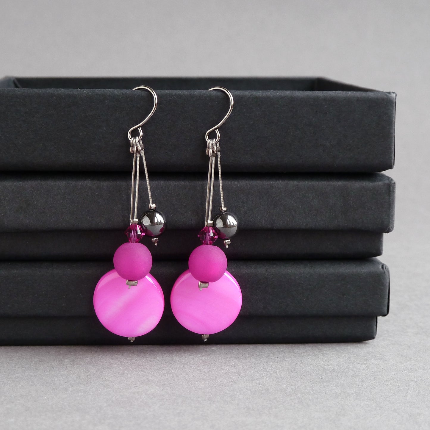 Magenta earrings