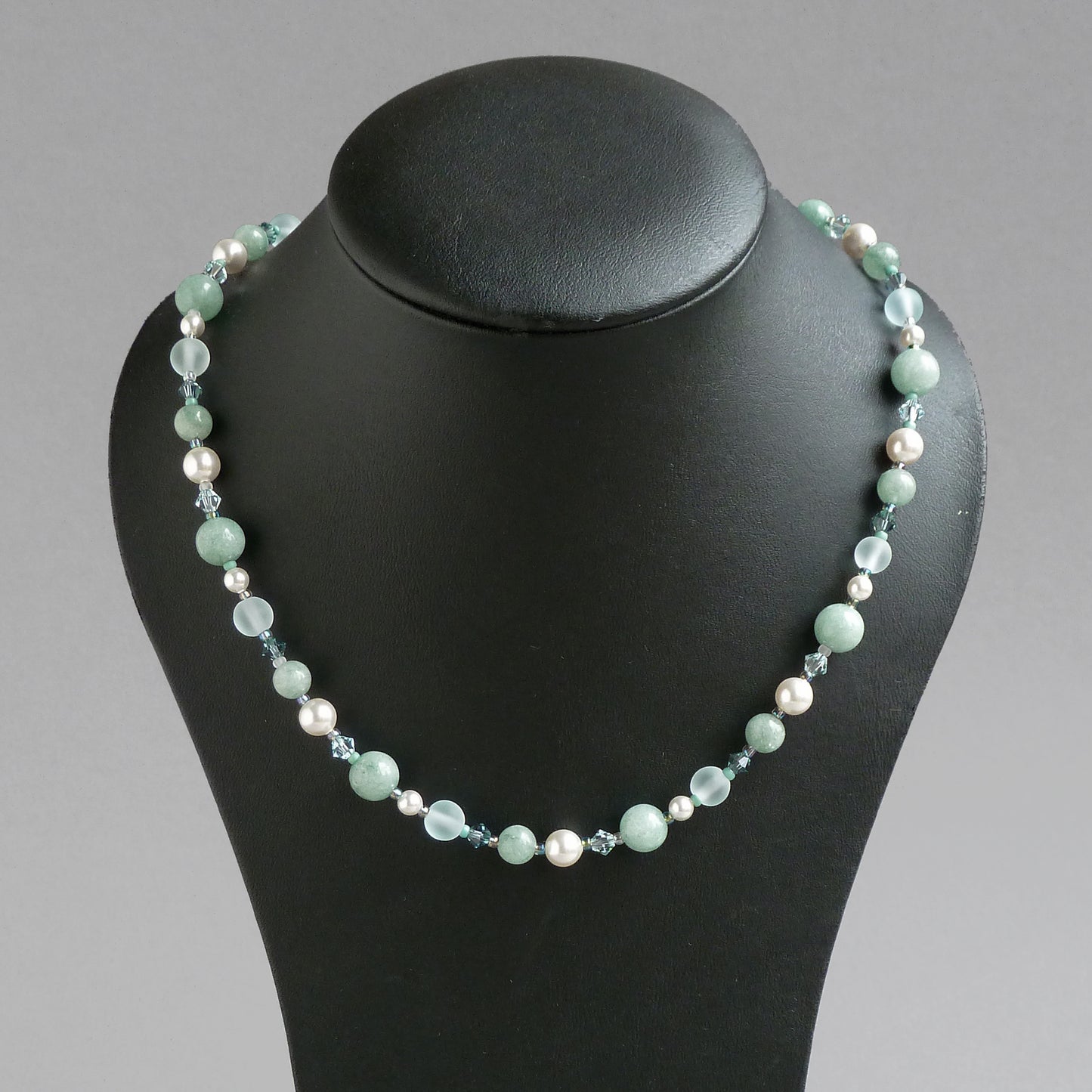 Sage green beaded necklace