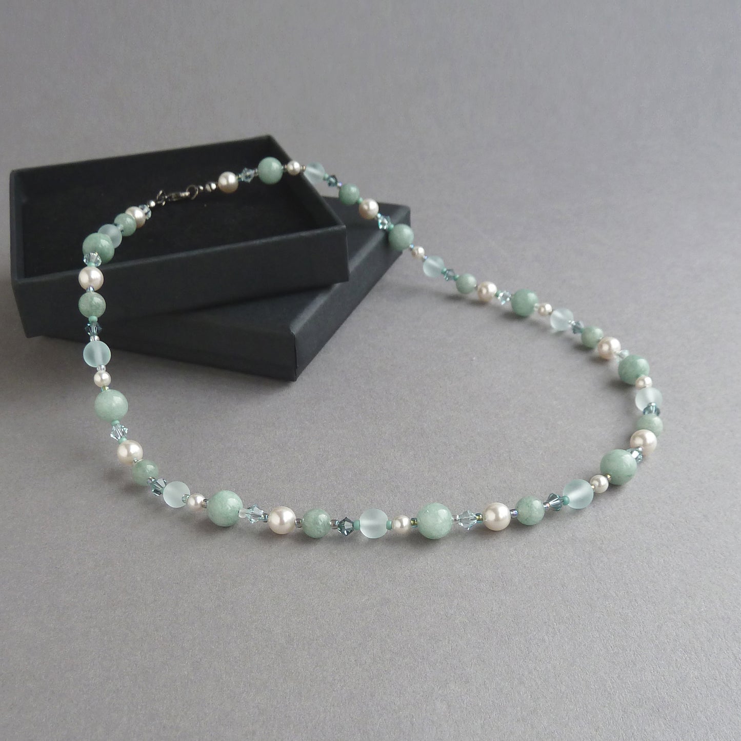 Sage green pearl necklace