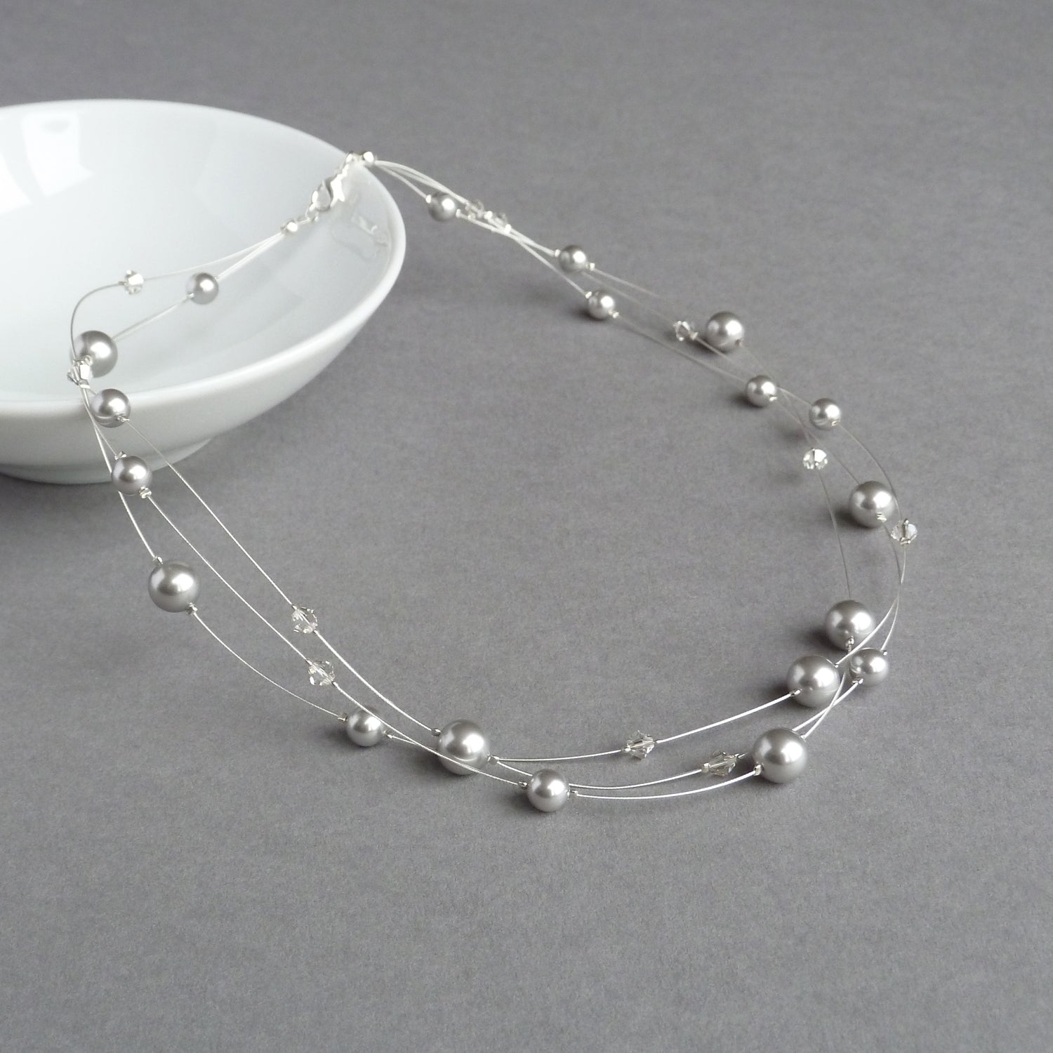 Silver grey sale pearl necklace