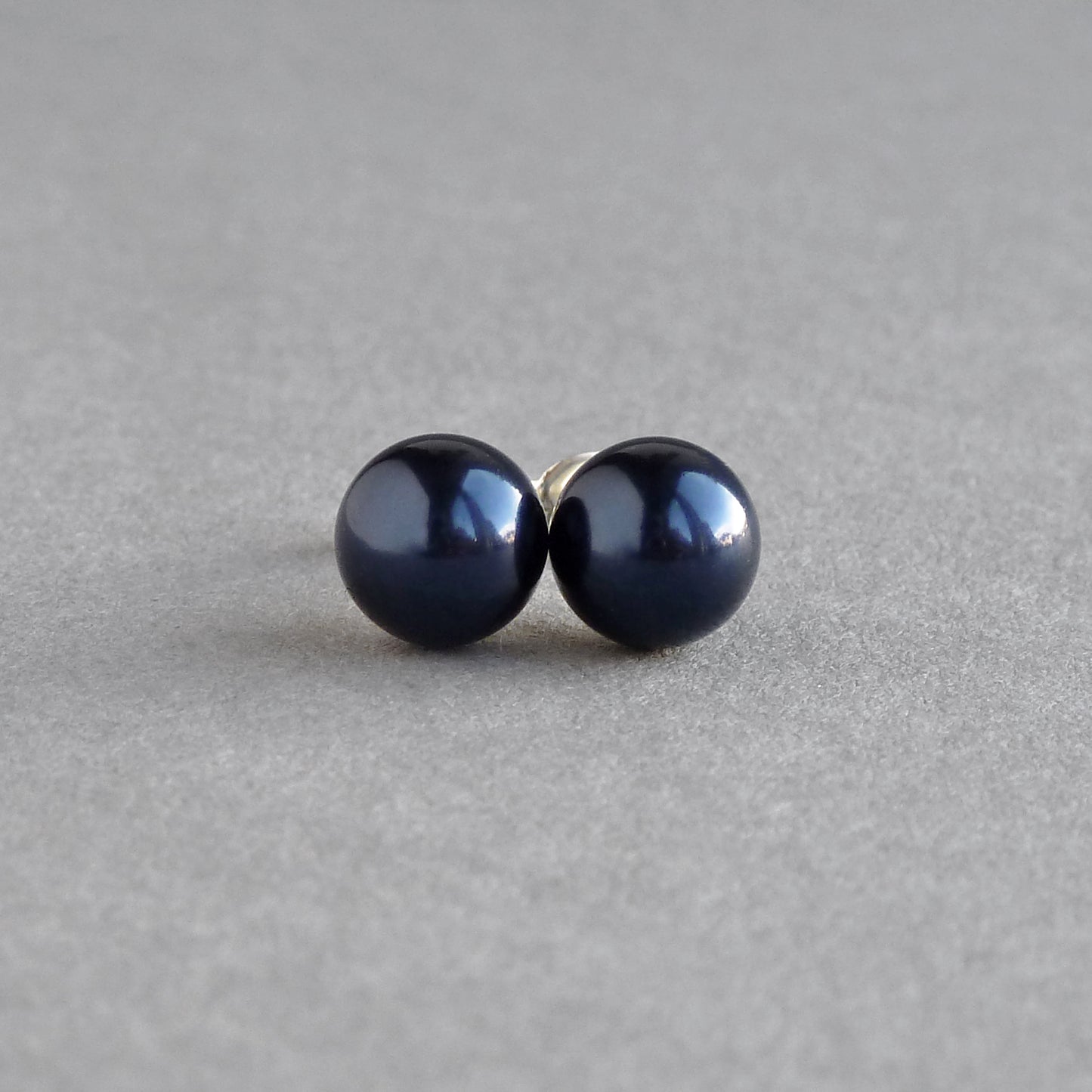 Simple navy pearl stud earrings