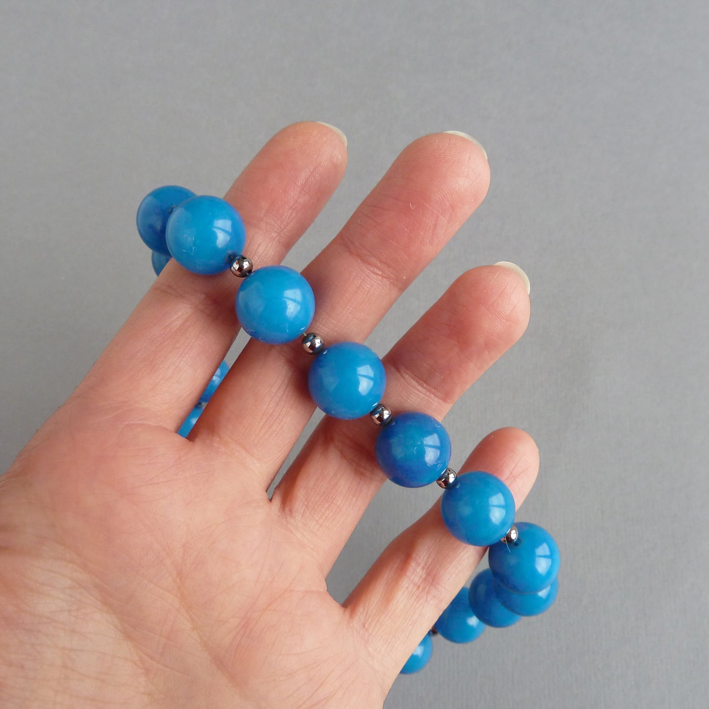 Sky blue beaded necklace