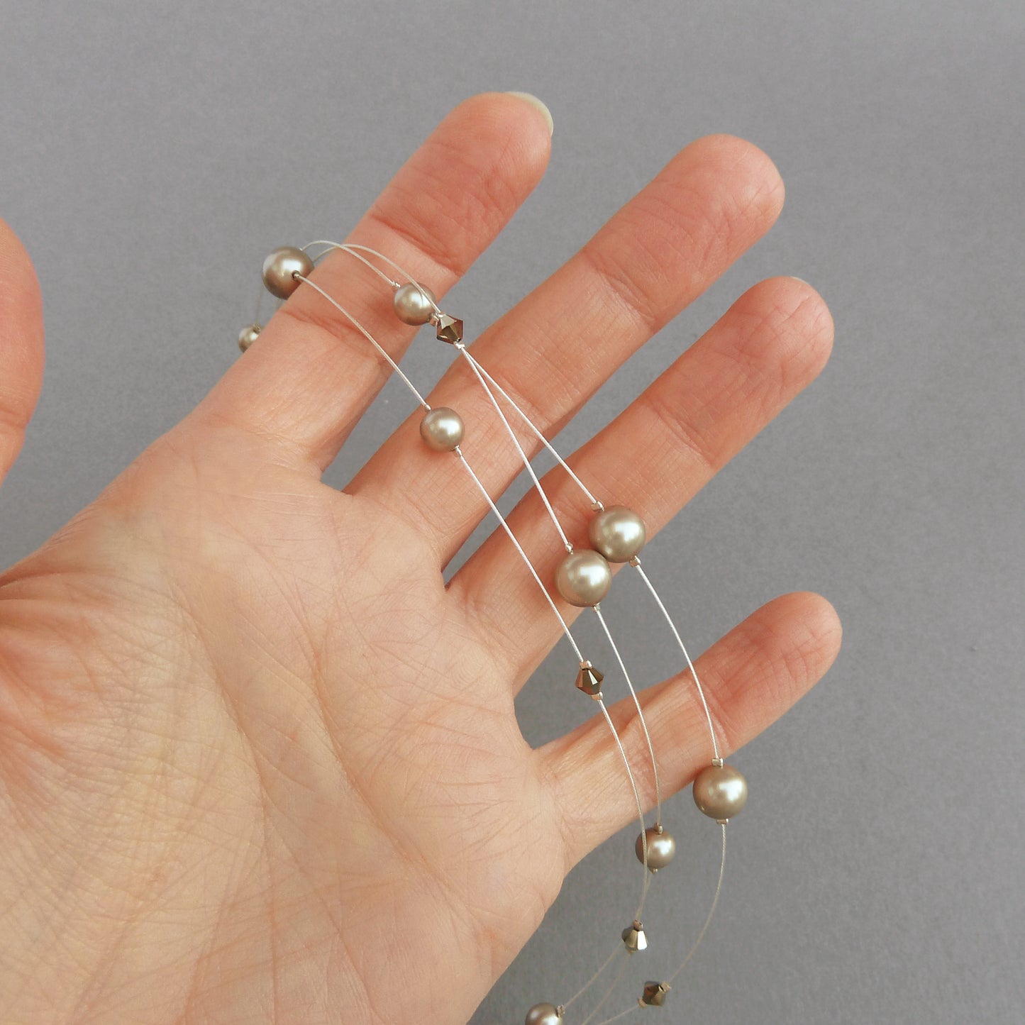 Taupe multi-strand necklace