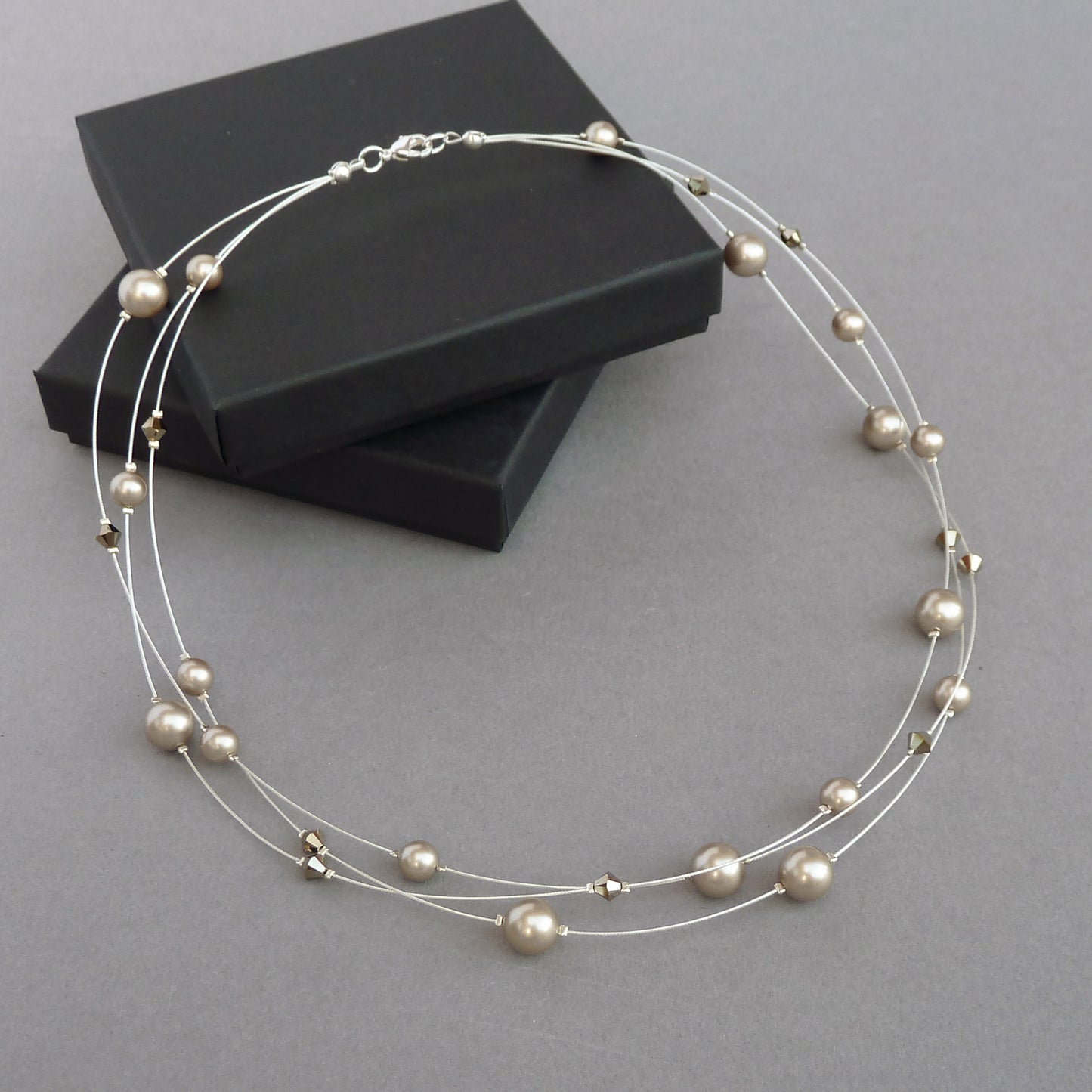 Taupe pearl bridesmaids necklaces