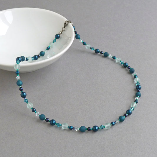 Teal beaded necklace