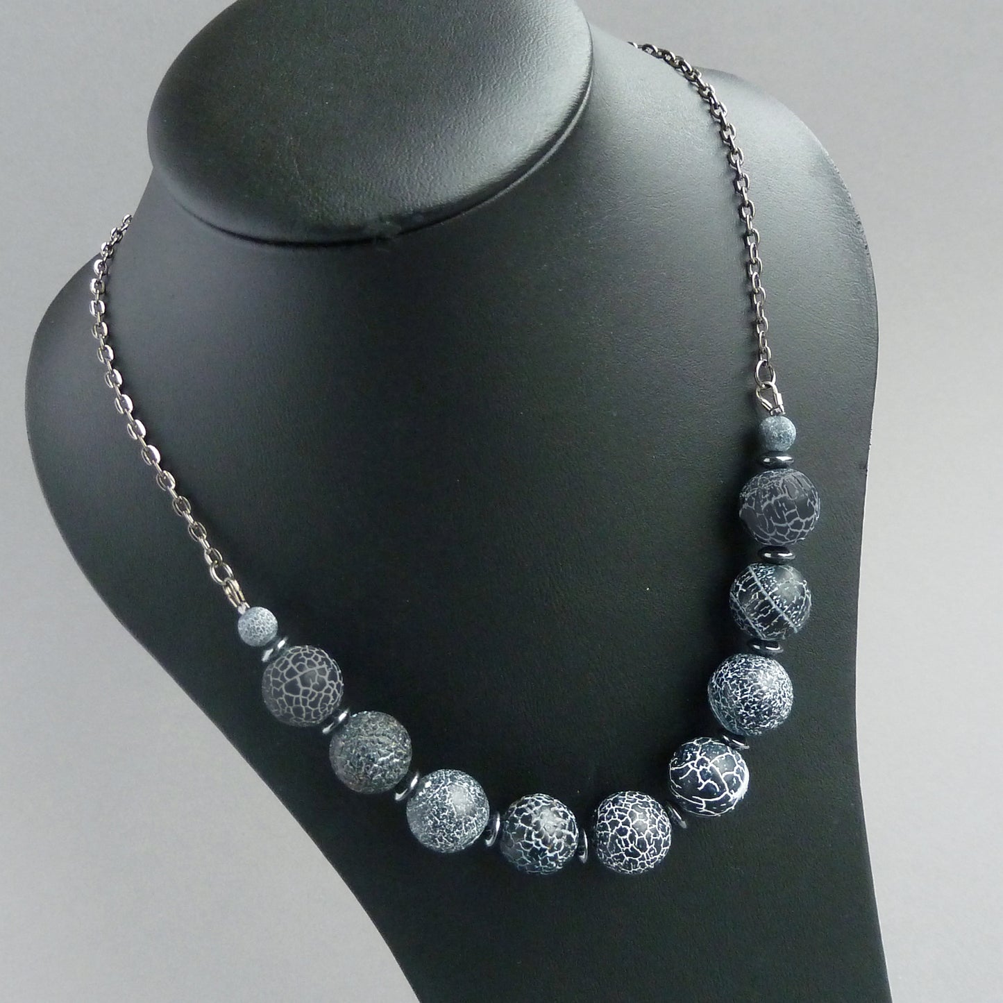 Navy weathered agate necklace