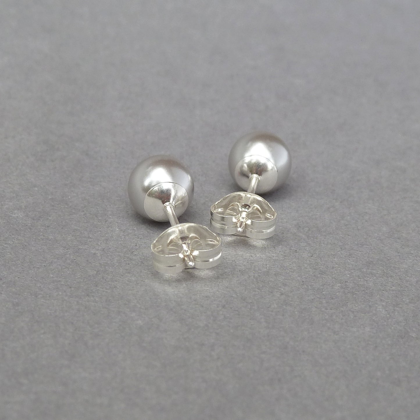 6mm silver grey pearl studs