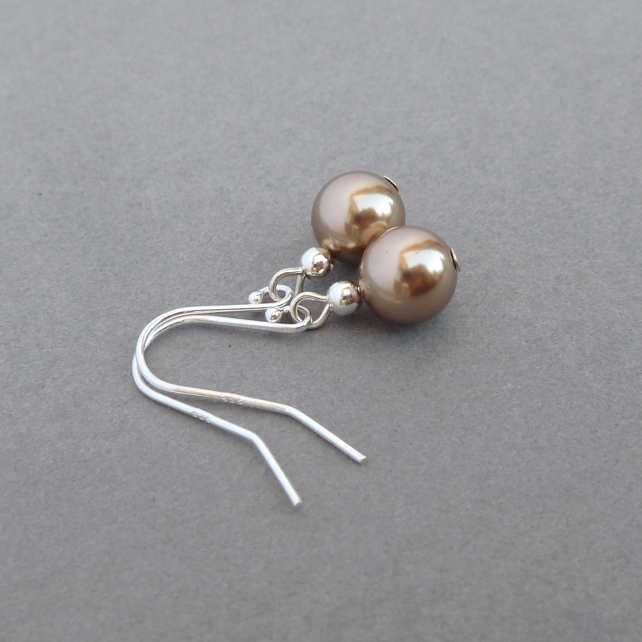 Modern offers Bronze Pearl Earring/ Gold Bronze Pearl Dangles