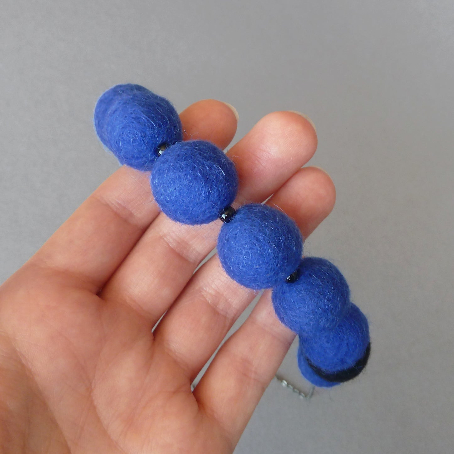 Chunky dark blue felt necklace
