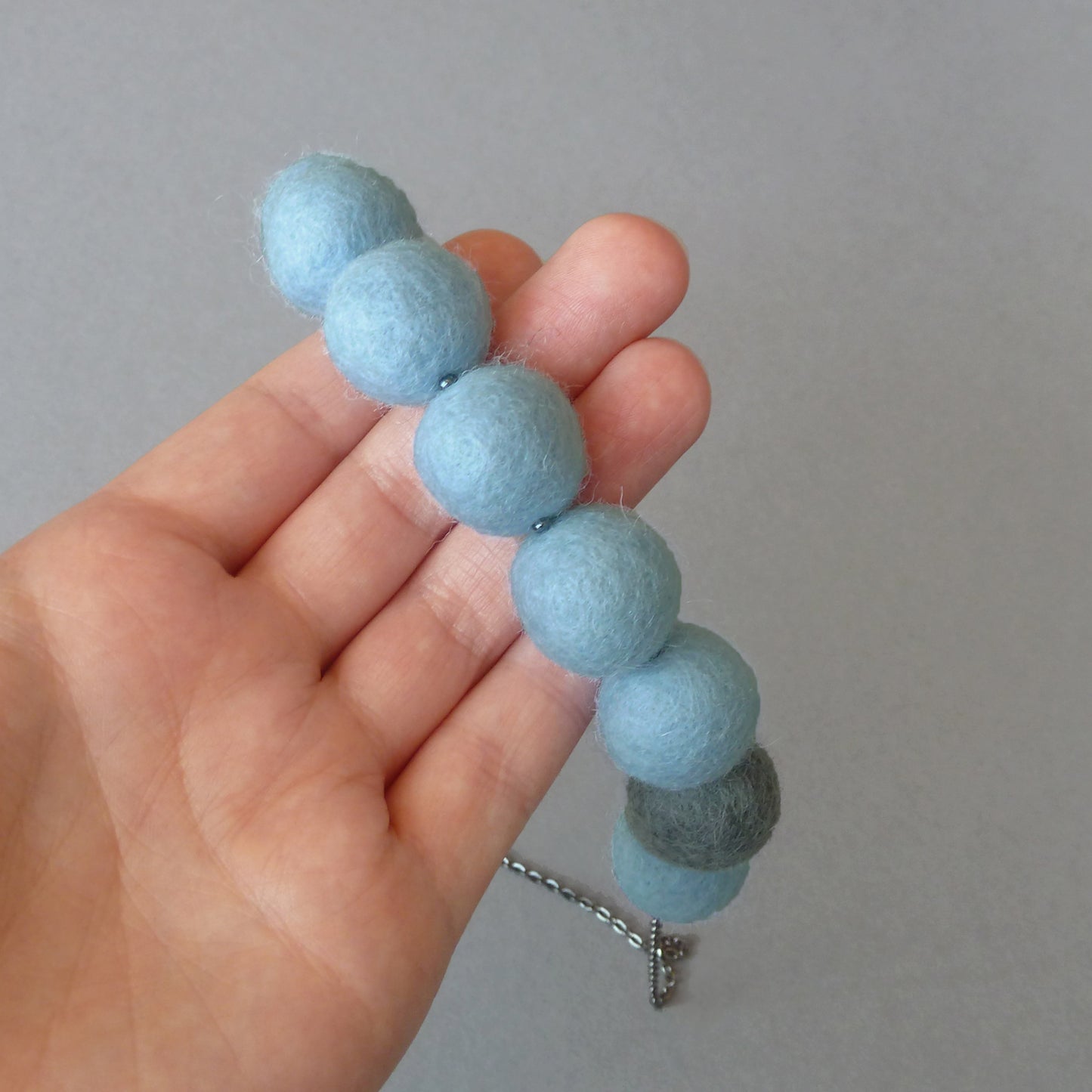 Chunky light blue felt necklace