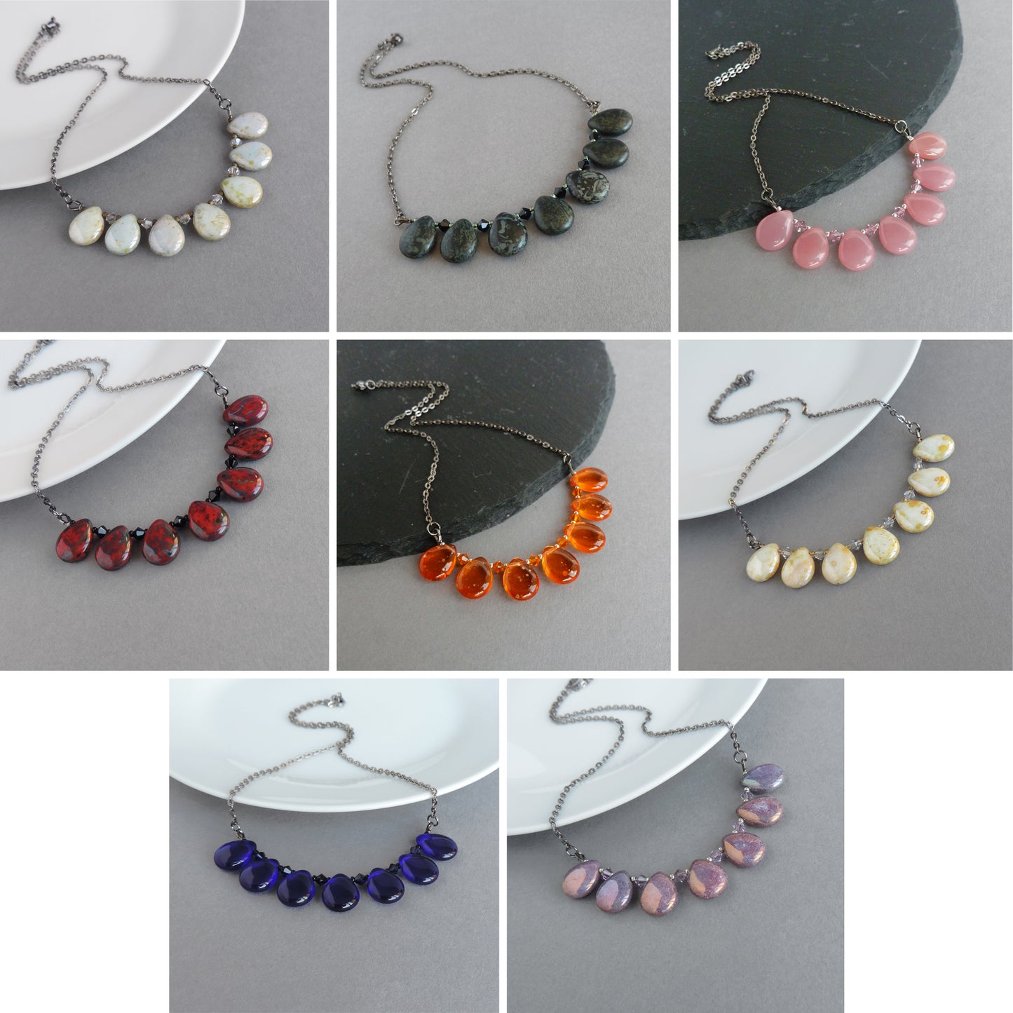 Colourful fan necklaces