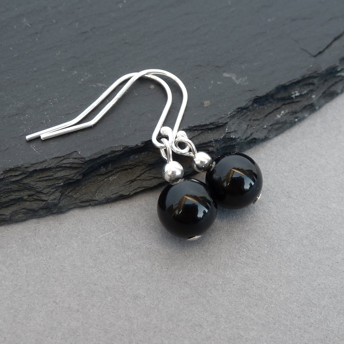Jet black drop earrings