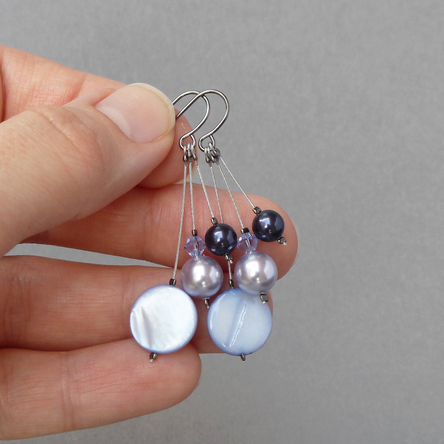 Lavender pearl drop earrings