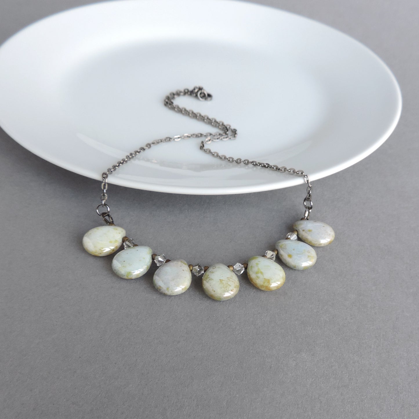 Mint green fan necklace