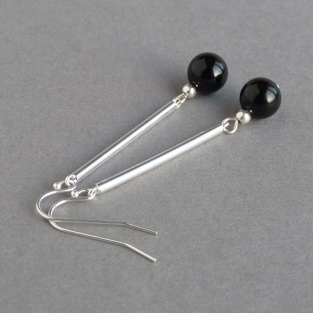 Long onyx drop earrings