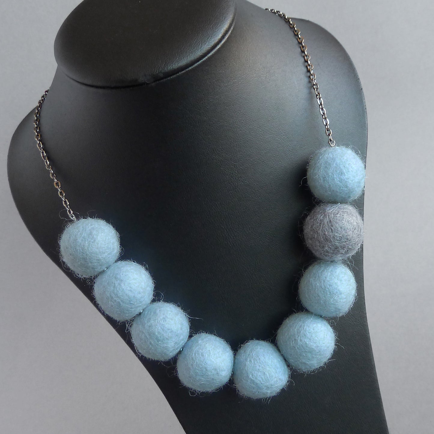 Pale blue felt necklace