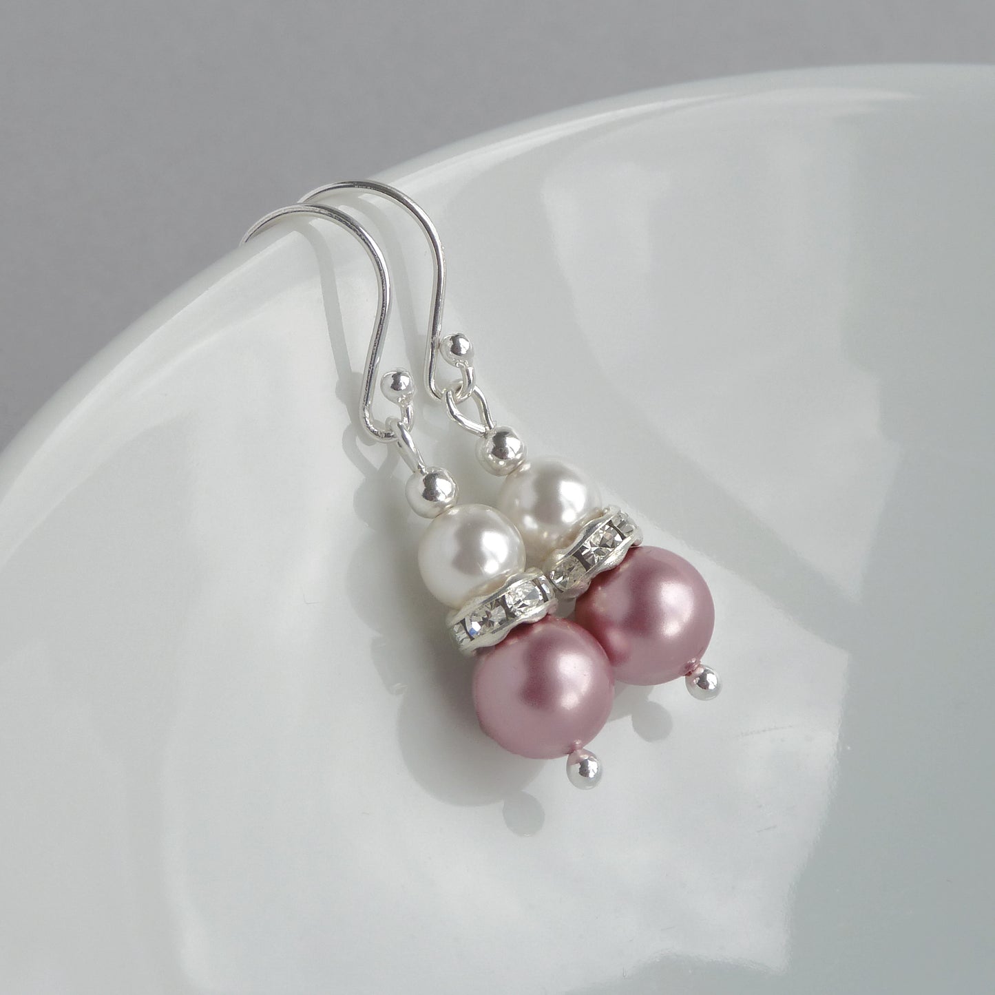 Powder pink pearl bridesmaids earrings