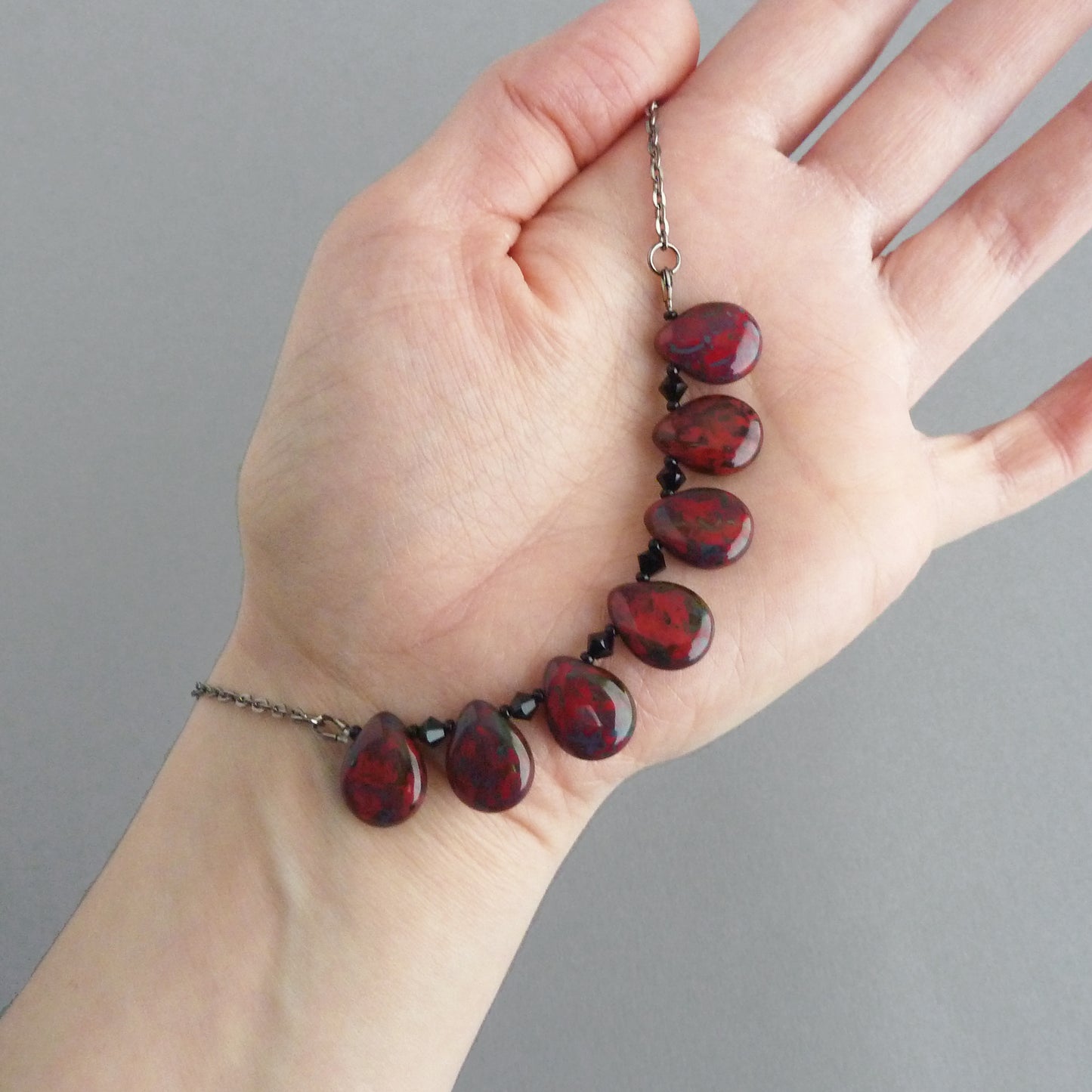 Everyday red teardop necklace