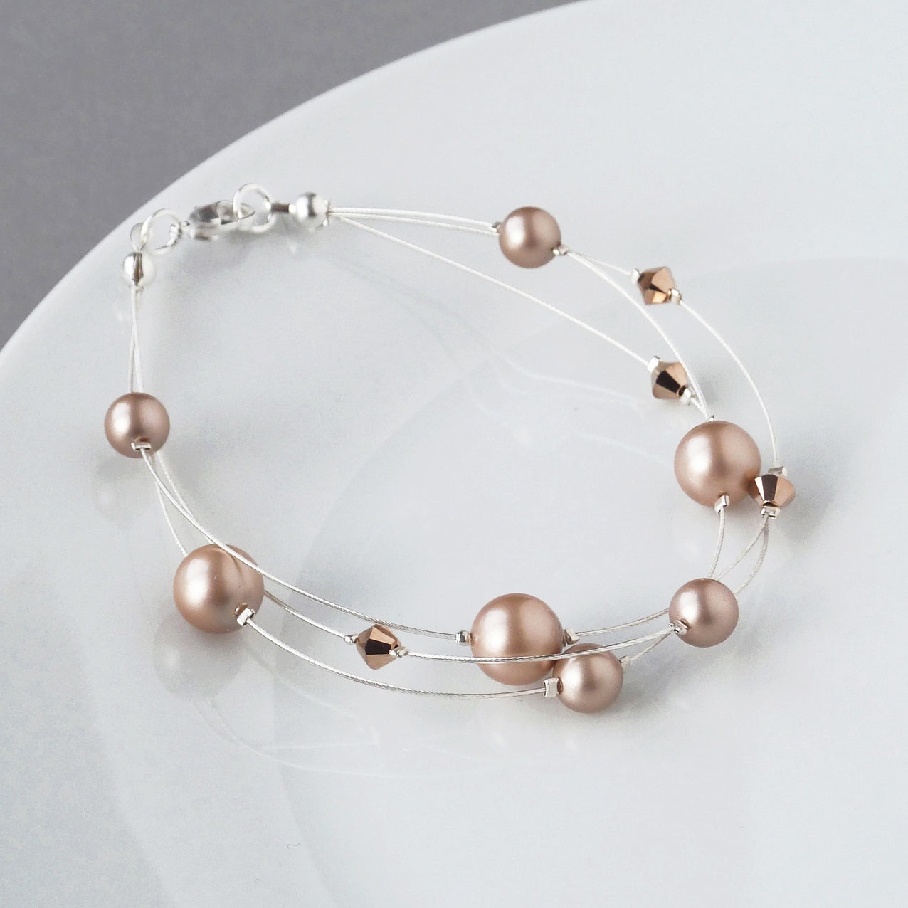 Rose gold floating pearl bracelet