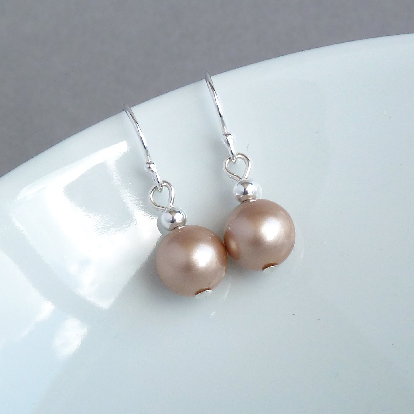 Rose gold pearl bridesmaids earrings