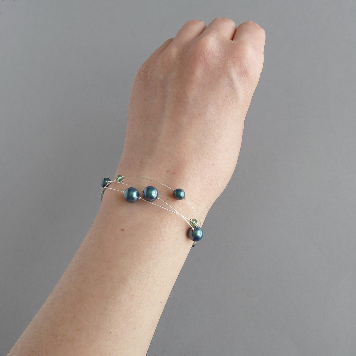 Teal multi strand pearl bracelet