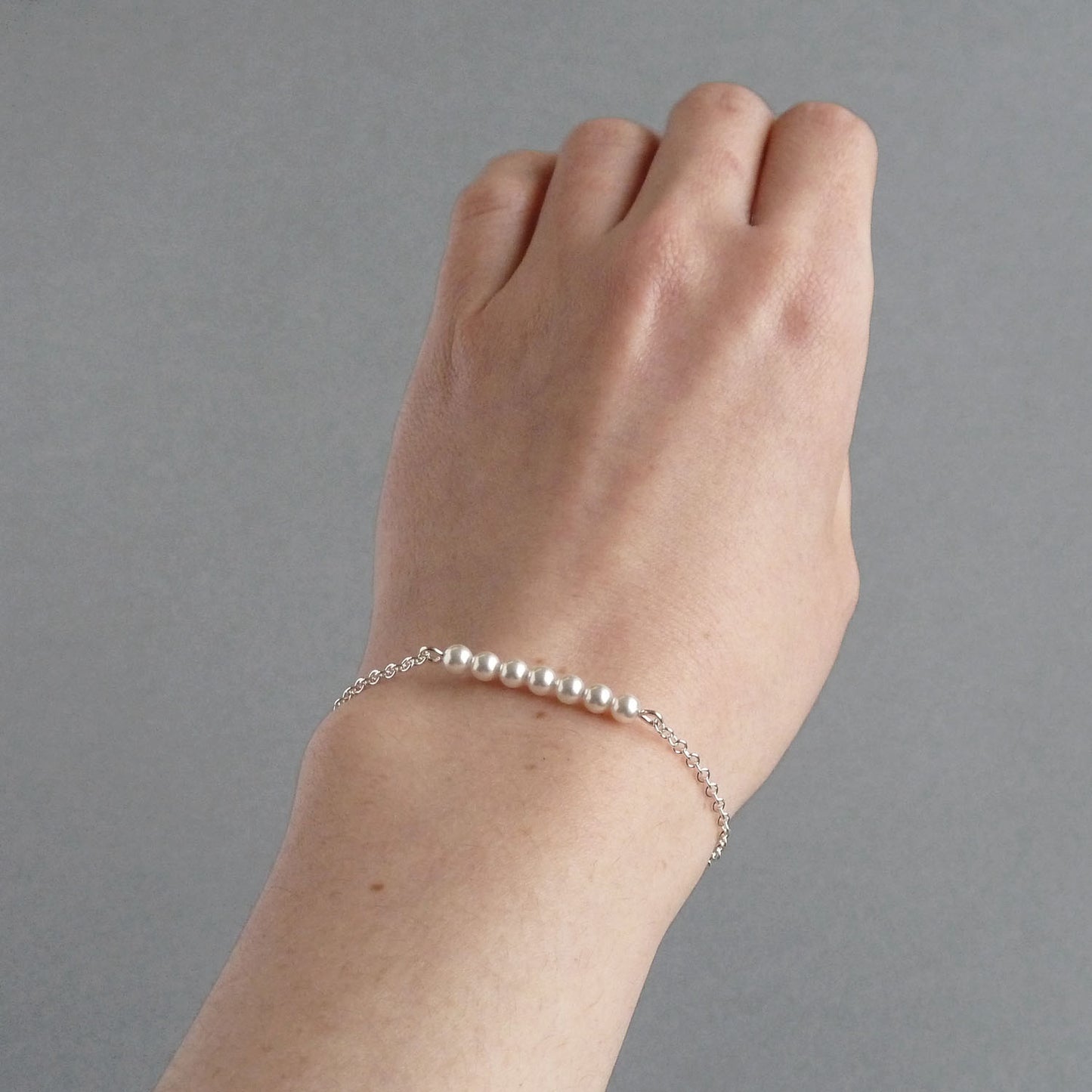 Silver and white pearl bridesmaids bracelets