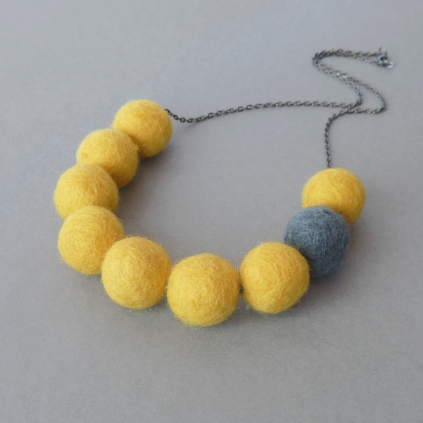 Yellow felt ball necklace