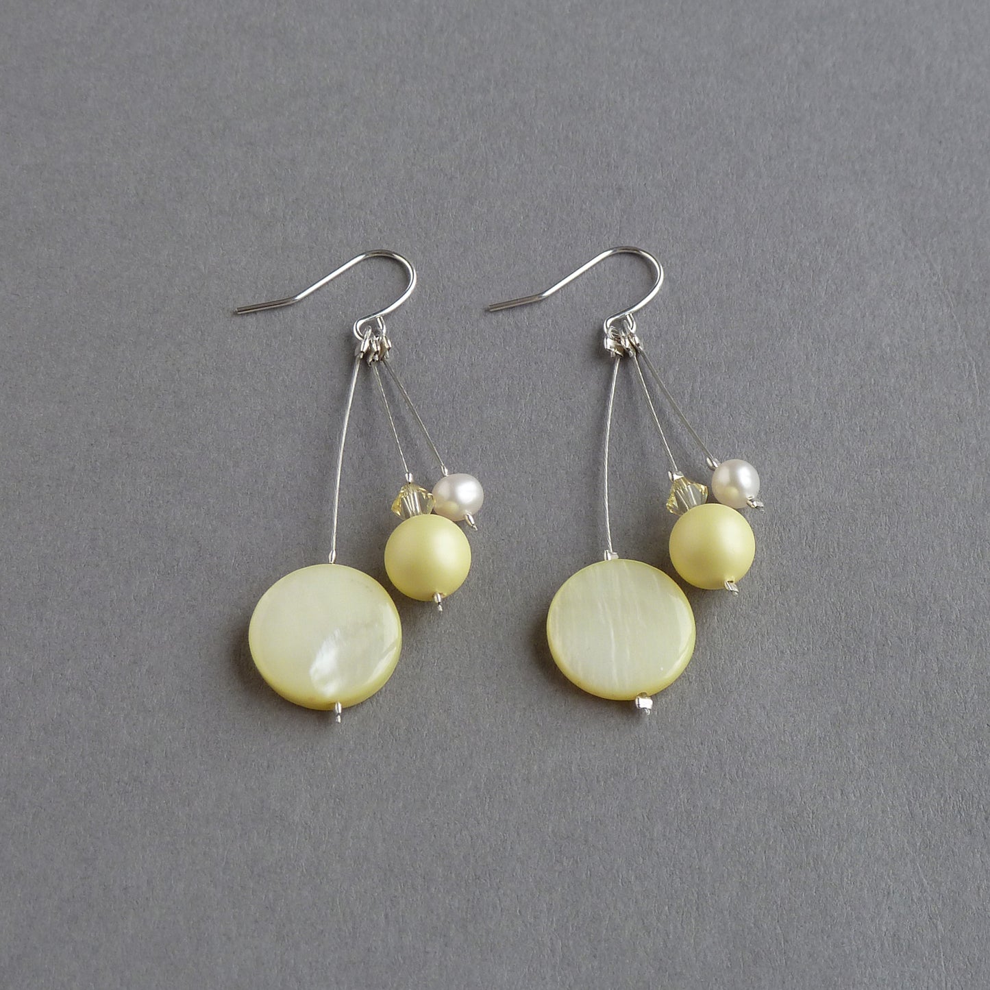 Pastel yellow pearl drop earrings