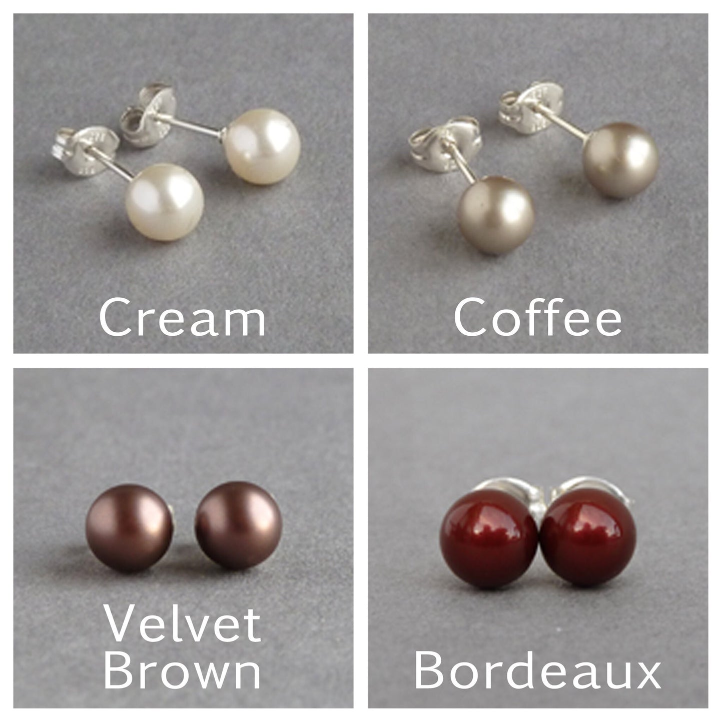 6mm Pearl Stud Earrings - Choose Your Own Colour Small Pearl Studs