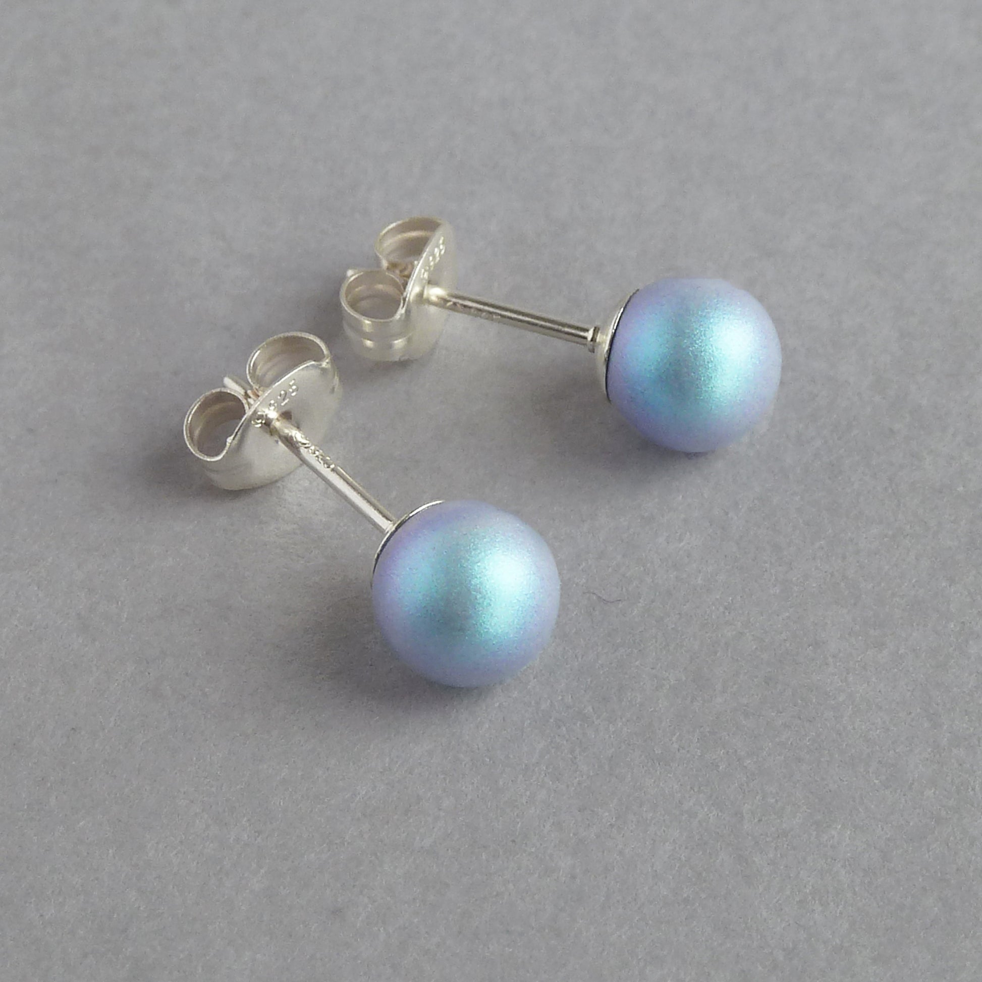 6mm pale blue stud earrings