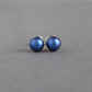 6mm cobalt blue pearl stud earrings