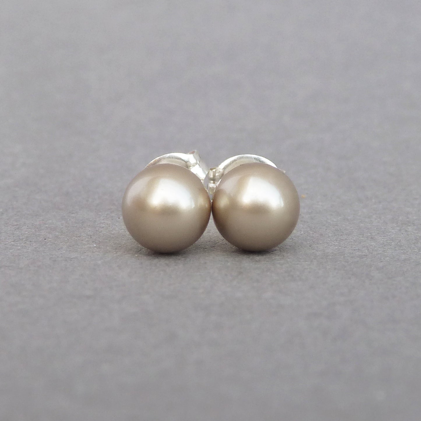 6mm coffee pearl stud earrings