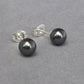 6mm dark grey pearl stud earrings