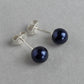 6mm navy blue pearl stud earrings