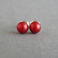6mm red pearl stud earrings