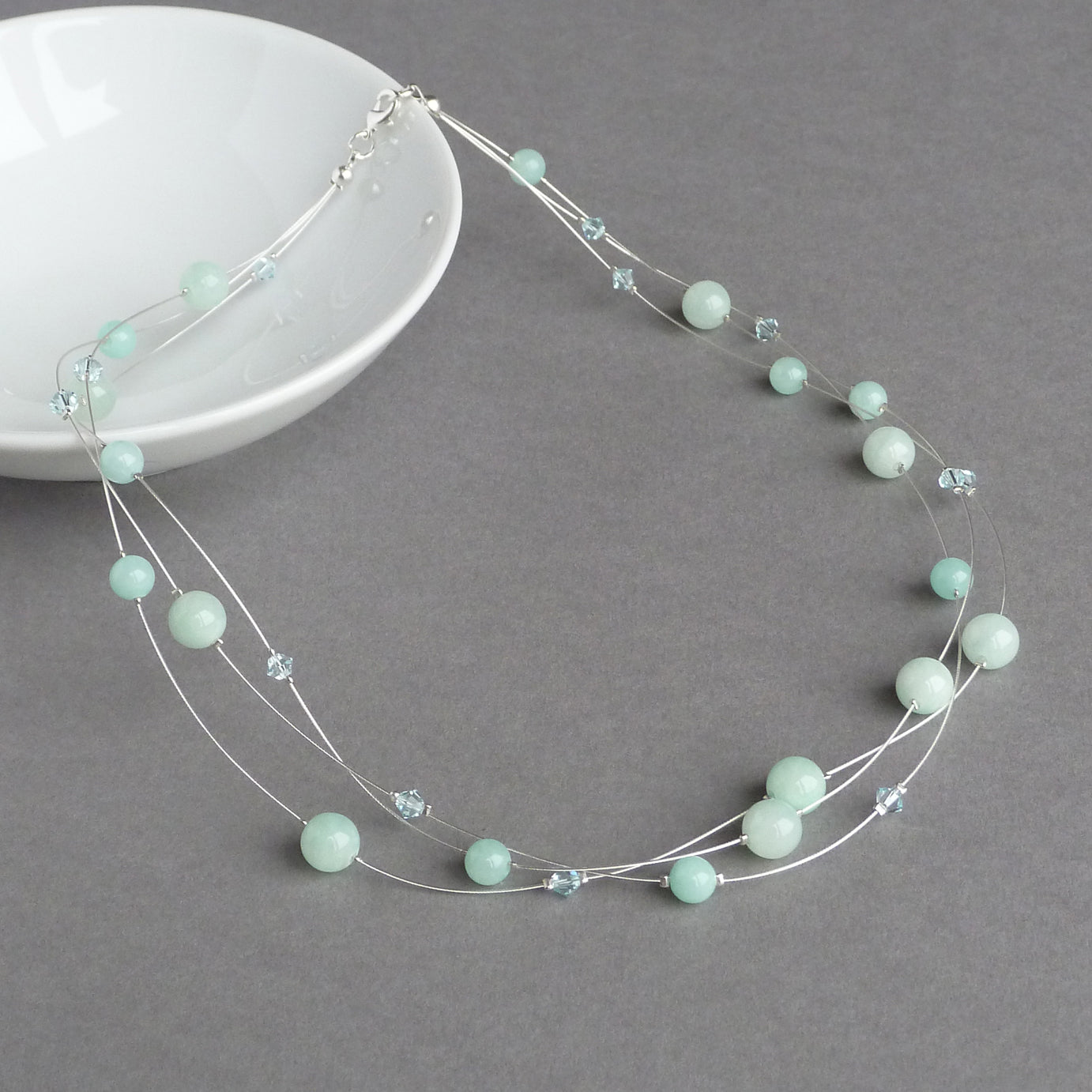 Aqua multi-strand necklace