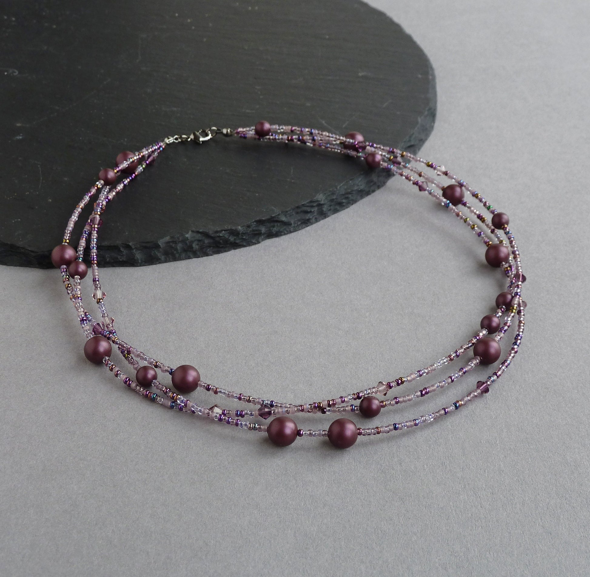 Aubergine beaded necklaces