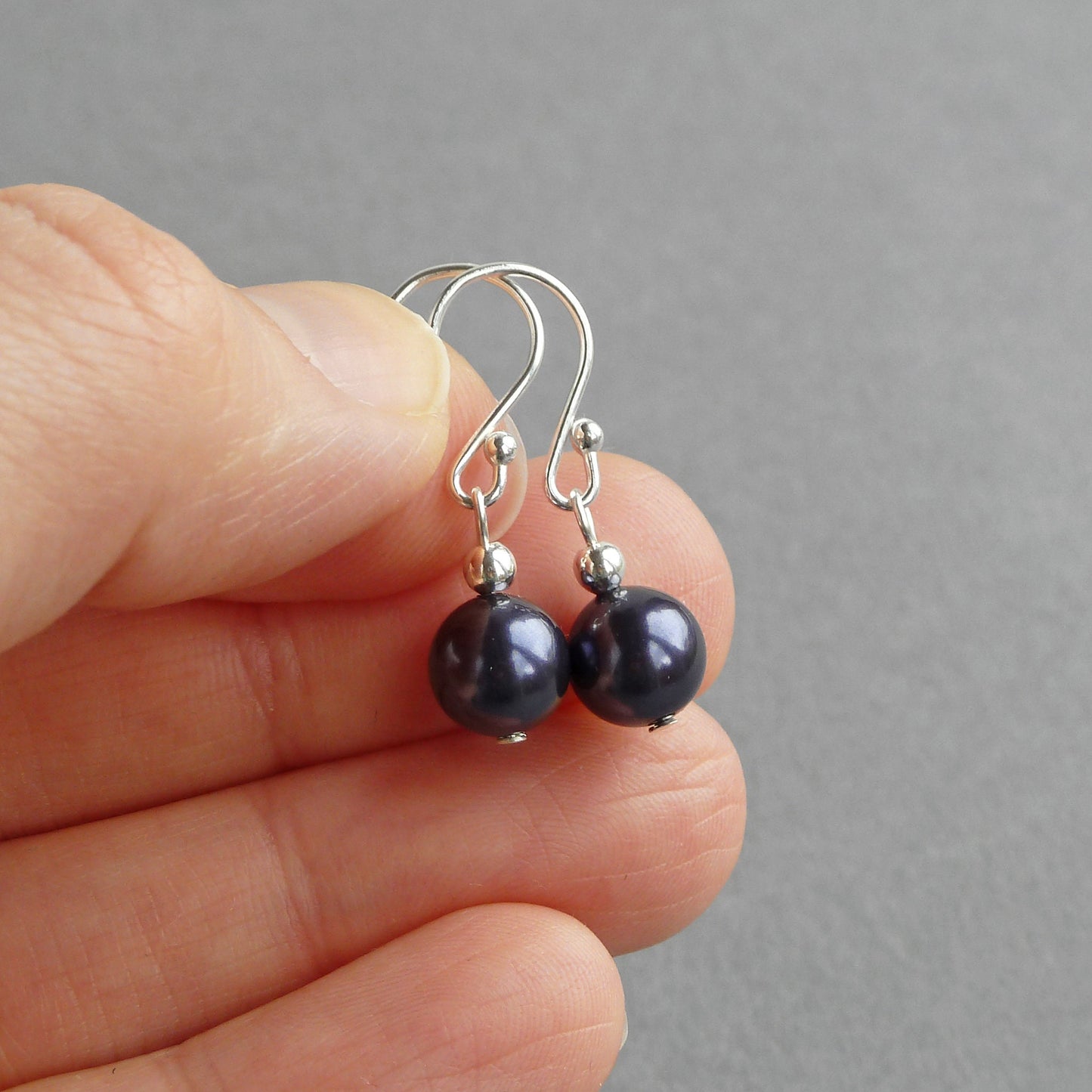 Aubergine pearl dangle earrings