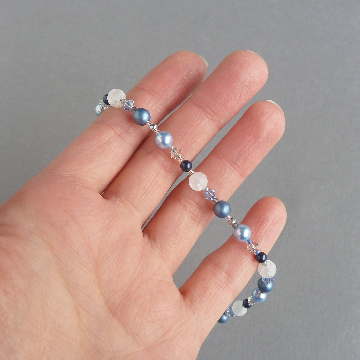 Blue pearl bridesmaids necklace