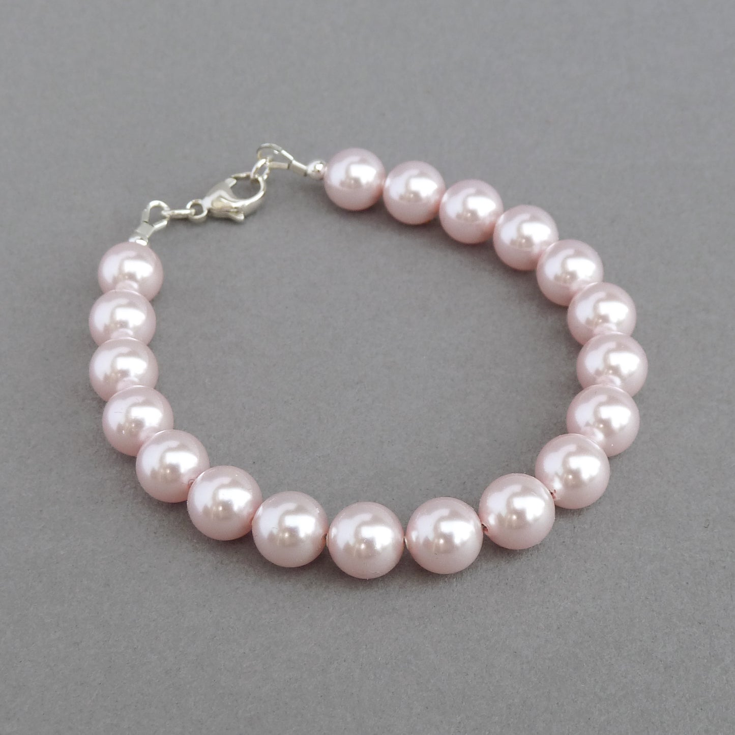 Blush pink single strand pearl bracelet