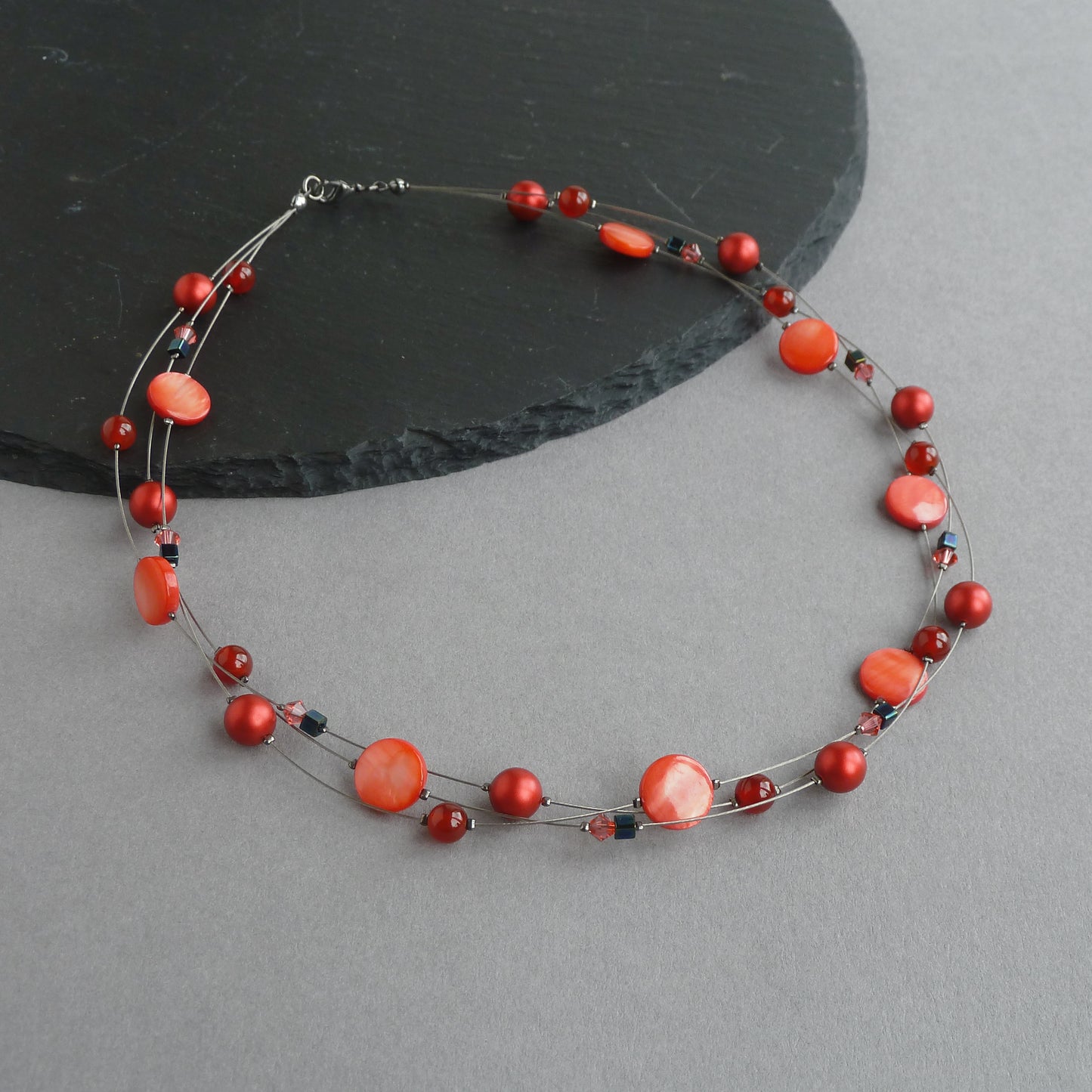 Bright red shell necklace